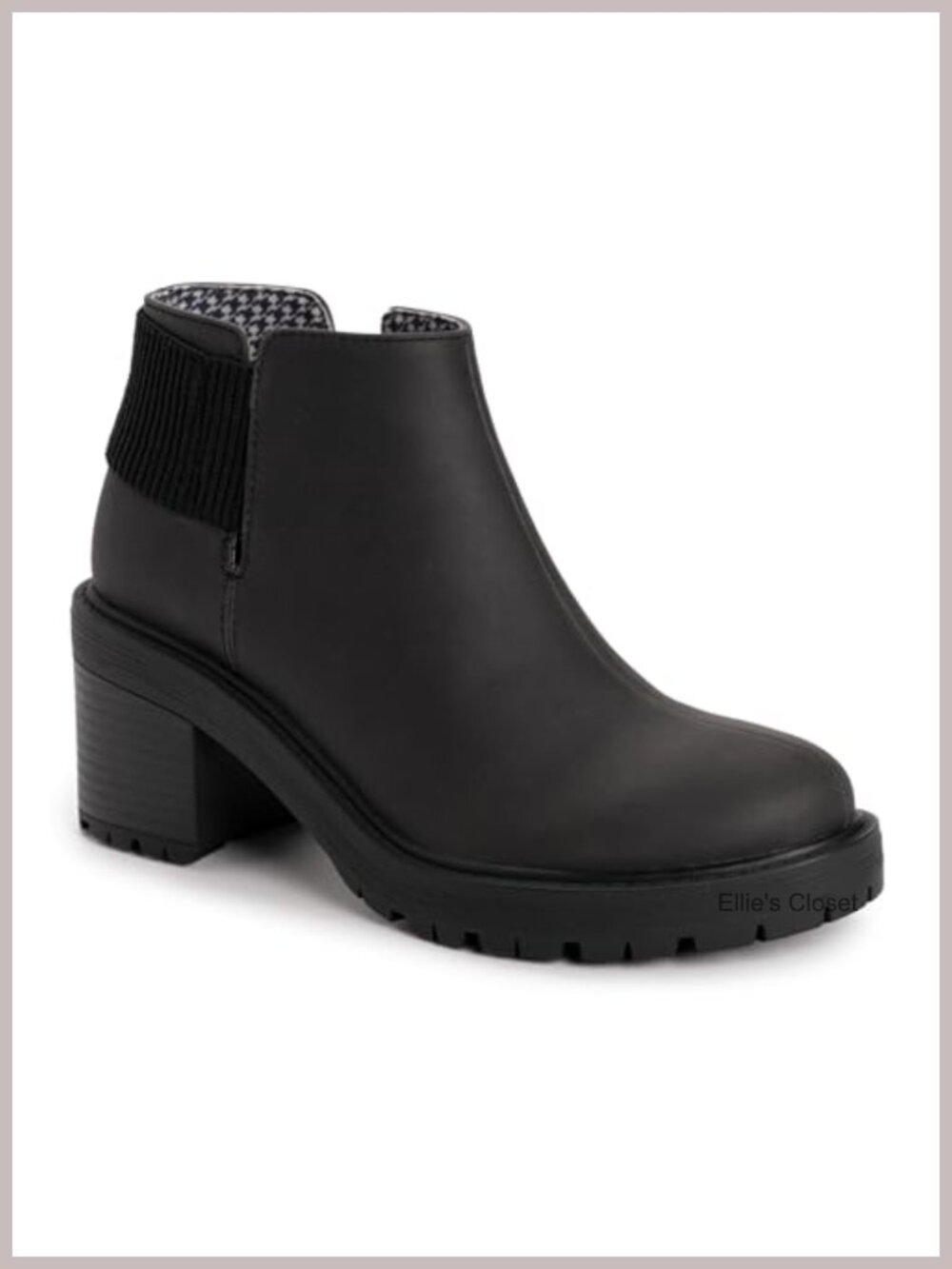 Women's Ankle Booties Block Heel Houndstooth Memory Foam Zip